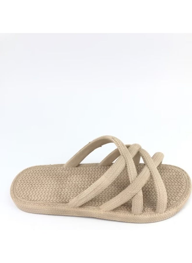 Gezer Women's Wicker Look Summer Pool Sea Bath Beach and Daily Slippers - Gold Step Shoes - Image 3